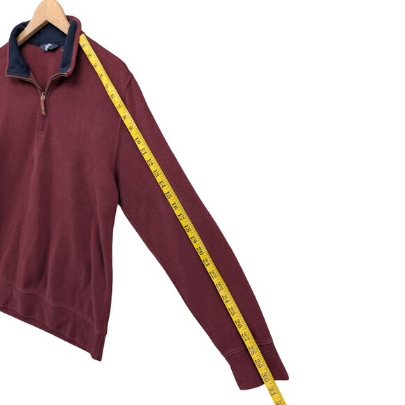 Lands End Bedford Rib Quarter Zip Sweater Mens Burgundy Cotton Long Sleeve Sz M - Picture 7 of 8
